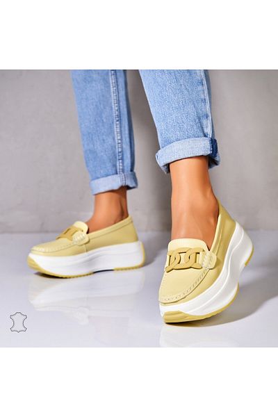 Joana Women's Moccasins Natural Leather Yellow Markai
