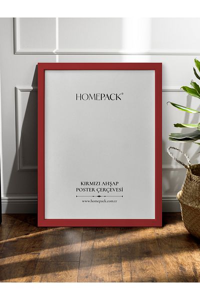HOMEPACK 50X70 cm Red Wood Framed Poster Frame, Blank Frame, Red-Poster-50X70
