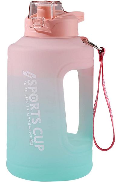 fulina 1500ml sports water bottle,leakproof,wide mouth,with handle and lanyard,for outdoor sports, pink
