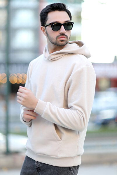 JB John Borners Ανδρικό φούτερ με κουκούλα Oversize Μπεζ Kangaroo Pocket Inte...