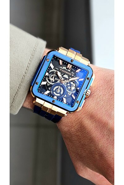 Raymond RYM-0707 QUARTZ ERKEK KOL SAATİ - ÇELİK KASA VE SİLİKON KORDON - 2 YIL GARANTİ