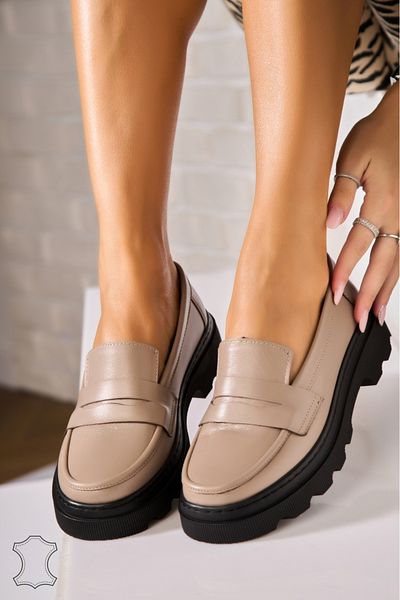 Joana Women's Loafers Natural Leather Beige Jaylei