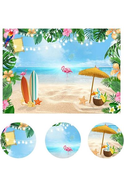 LYWYGG Beach Pattern Photo Backdrop, Vinyl, Multicolor, 150 X 210 Cm