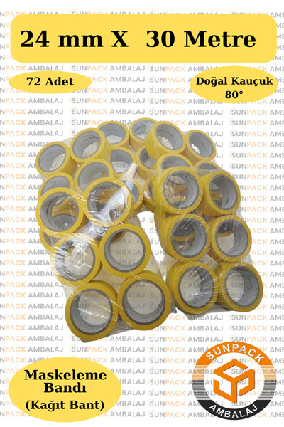 sunpack ambalaj Maskeleme Bandı 36mm X 30m Sarı ( 48 Adet) (Kağıt Bant) - Oto...