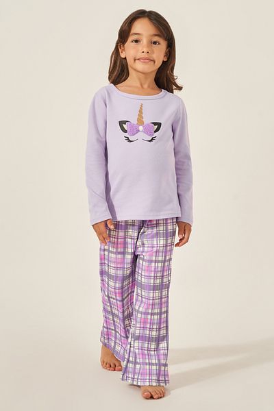 Styli Butterfly Print T-Shirt and Checked Pyjama Set