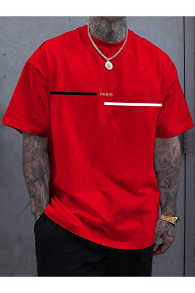 Revasser Unisex Erkek/Kadın Düz Paris Özel Baskılı Oversize Pamuklu Bisiklet ...