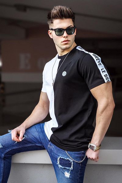 Madmext Ανδρικό εμπριμέ μαύρο T-shirt 5398