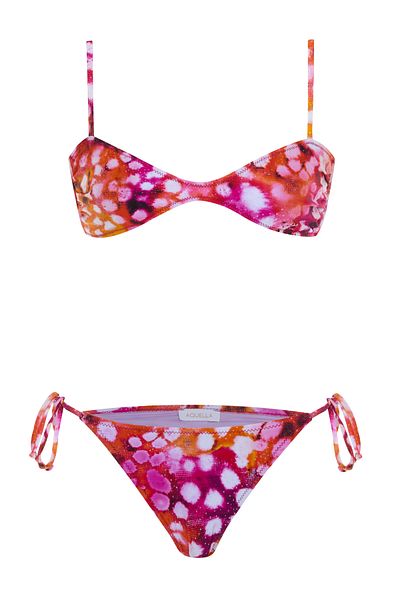 AQUELLA Patterned Red Strapless Bikini Set