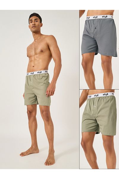 Styli Pack of 2 - Knitted Boxer With Elasticated Waistband