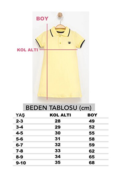 MK Mukko Kids Kız Çocuk Polo Yaka Nakışlı Pamuk Yazlık Kısa Kollu Elbise