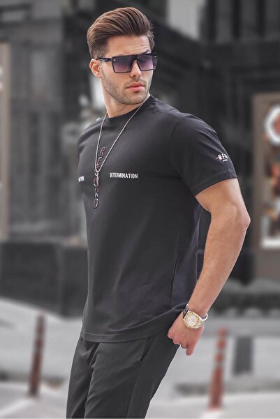 Madmext Ανδρικό εμπριμέ μαύρο T-shirt 5395
