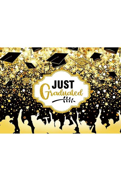 Inrui Graduation photo backdrop Inrui, vinyl, black/gold/white, 210 x 150 cm