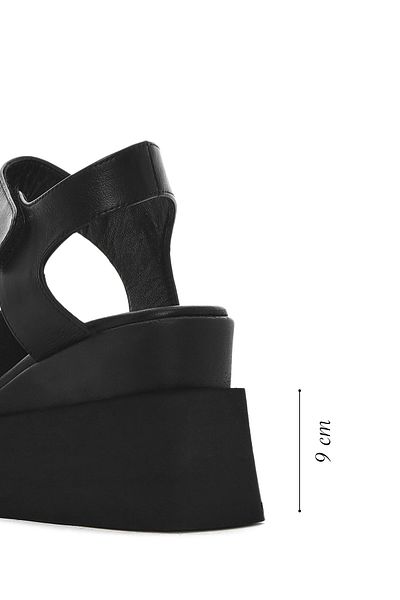 Derimod Women's Black Ankle Strap Wedge Heeled Leather Sandals 25Sfd 201818