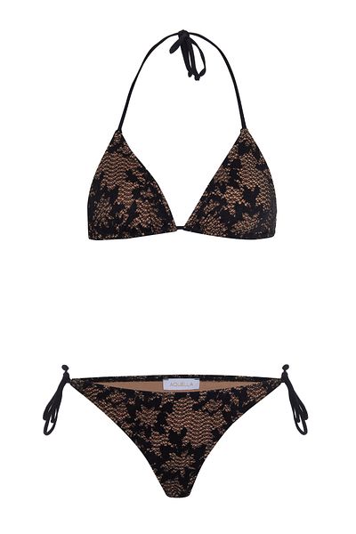 AQUELLA Knitwear Textured Openwork Triangle Bikini Set