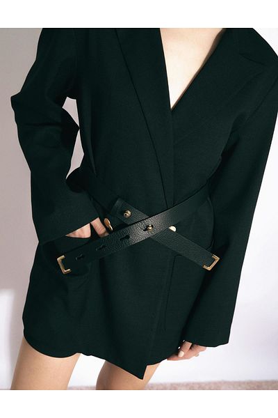 İLVİ Edinet Women's Belt Black Genuine Floater Leather