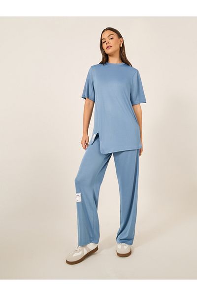 Styli Solid Oversized Top and Wide Leg Joggers Co-Ords