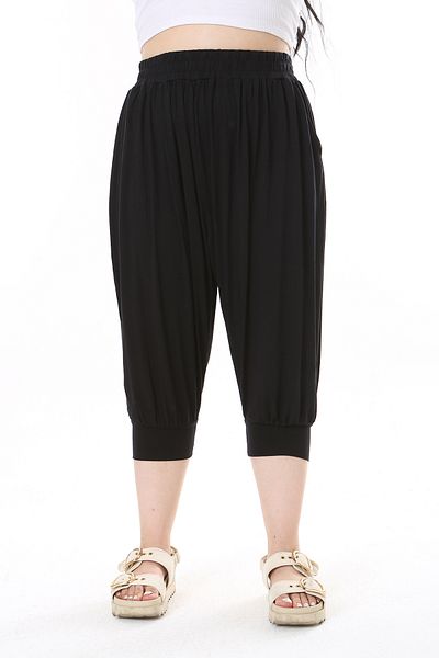 Şans Pantaloni negri din viscoză Lycra de mărime mare - tăiat Shalwar 65N38138