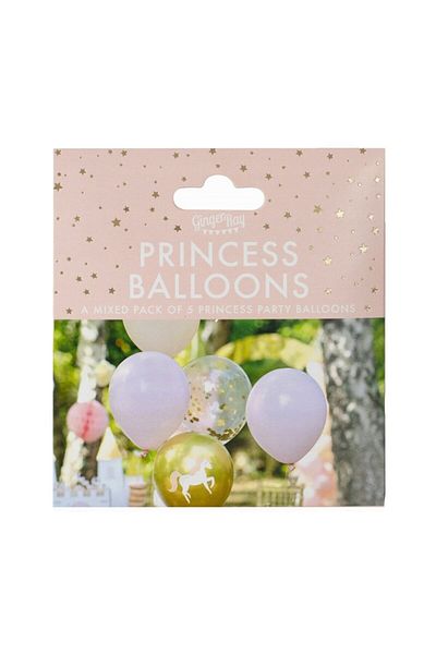 AMSCAN Set of 5 latex balloons, Princess model, Amscan, 30 cm