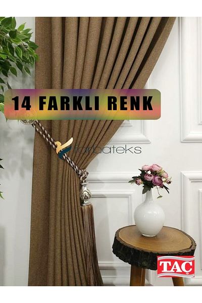 farbateks ستارة خلفية من الكتان باللون البني الفاتح 1e3 ستارة خلفية مطوية