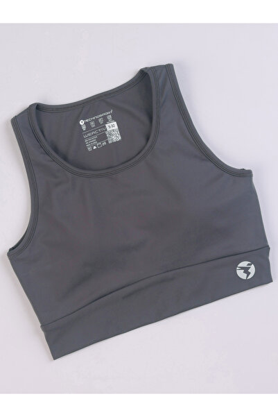 Technosport By Styli Grey Logo Detail Padded Non-Wired Sports Bra
