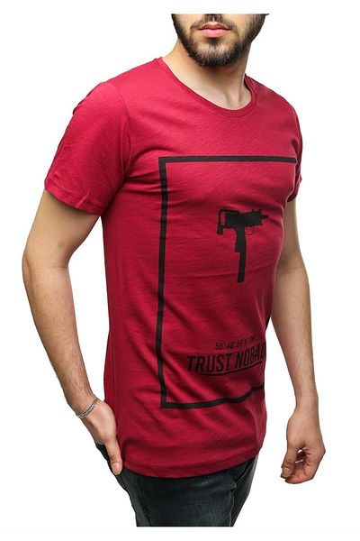 Madmext Uzi Printed Claret Red T-Shirt 2533