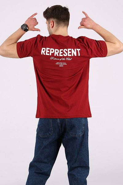 Madmext Ανδρικό εμπριμέ Claret Red T-shirt 5805