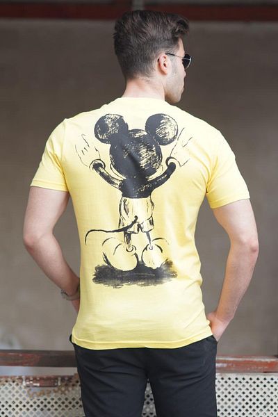 Madmext Ανδρικό T-shirt με κίτρινο στάμπα 5275
