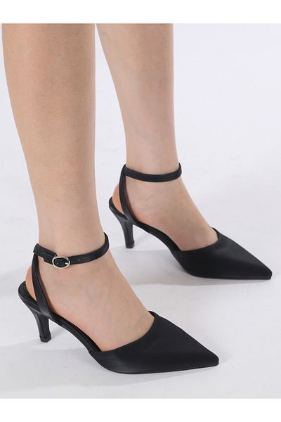 Sneak-a-Peek By Styli Plain Ankle Strap Stiletto Heel Shoes