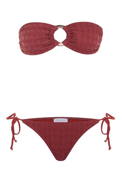 AQUELLA Burgundy Strapless Bikini Set with Accessories