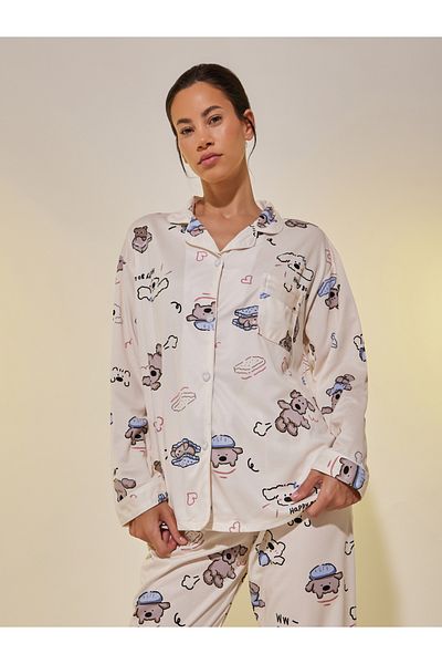 Styli Peppy Print Long Sleeve Shirt and Pyjama Set