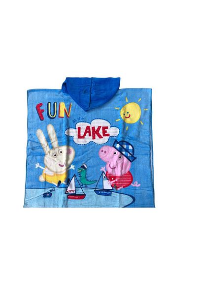 Peppa Pig Prosop poncho pentru copii, 60x120 cm, Albastru, Peppa&George