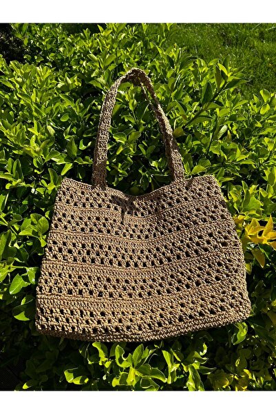 Mamas Bestie Τσάντα αγορών με μοτίβο ψάθινο χειροποίητο χάρτινο σχοινί Beach ...