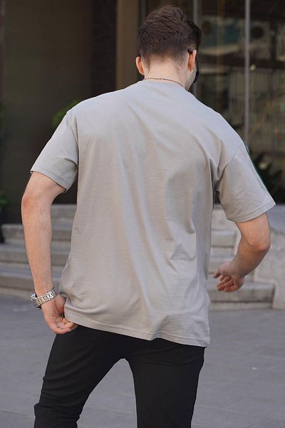 Madmext Ανδρικό μπλουζάκι βαμμένο γκρι με στάμπα πάνω από Fit 6111