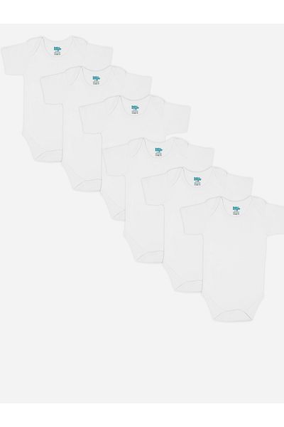 Babies Basic By Styli Pack of 6 - Solid Combed Cotton Short Sleeves Bodysuit