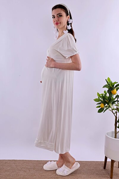 ByLohusa Effortt Ecru Pregnant Postpartum Nightgown