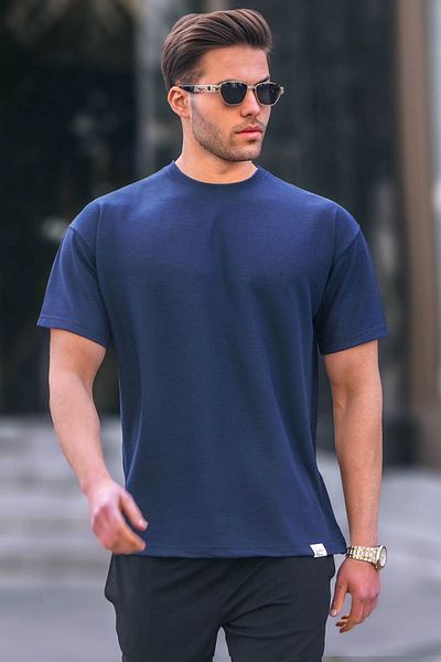 Madmext Ανδρικό μπλουζάκι Navy Blue Regular Fit Basic 6099