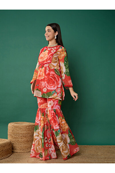 NOH-VOH By Styli Floral Print Kurta With Sharara Pants