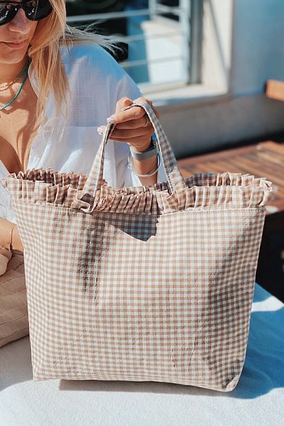 Arma House Geantă de plajă Gingham Lady Beige