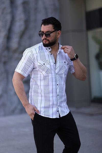 Klothy Ανδρικό κοντομάνικο πουκάμισο με διπλή τσέπη τετράγωνο 2463-1