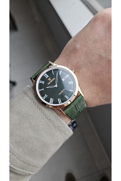 Raymond Rym-3173R Classic Men's Wristwatch - Steel Case and Leather Cord - 2 Years Warranty