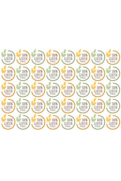 Gluten Free yazılı sticker 40 adet etiket çıkartma