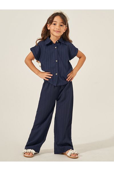 Styli Textured Spread Collar Shirt and Trousers Set