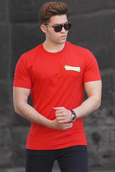 Madmext Rotes bedrucktes T-Shirt für Herren 5270