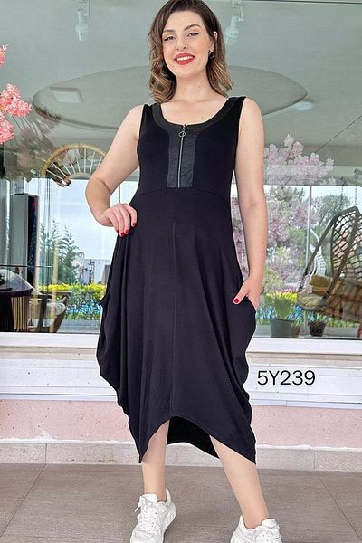 İnce Topuk Leather Garnished Zero Sleeve Shalwar Dress 5Y239