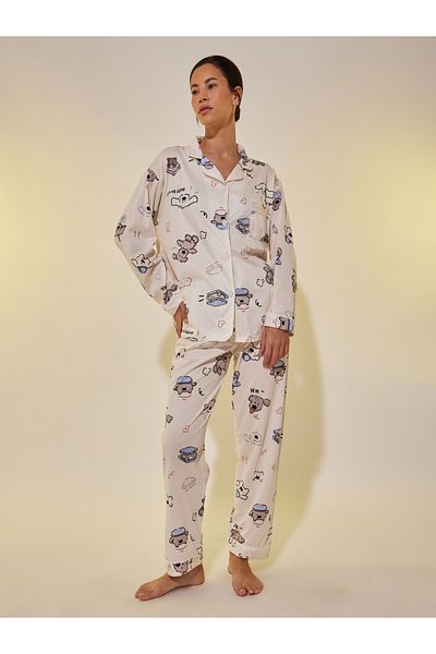 Styli Peppy Print Long Sleeve Shirt and Pyjama Set
