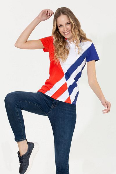 U.S. Polo Assn. Tricou roșu cu gât polo pentru femei