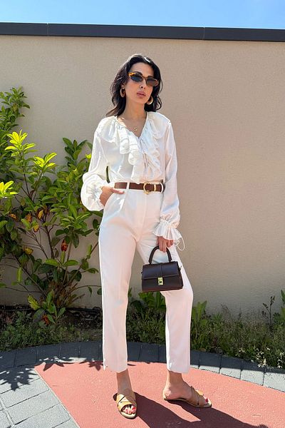 Seda Yalçın Atelier White Premium Carrot Pants
