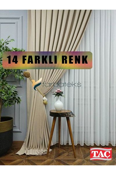 farbateks ستارة خلفية من الكتان الكريمي 1e3 ستارة خلفية مطوية