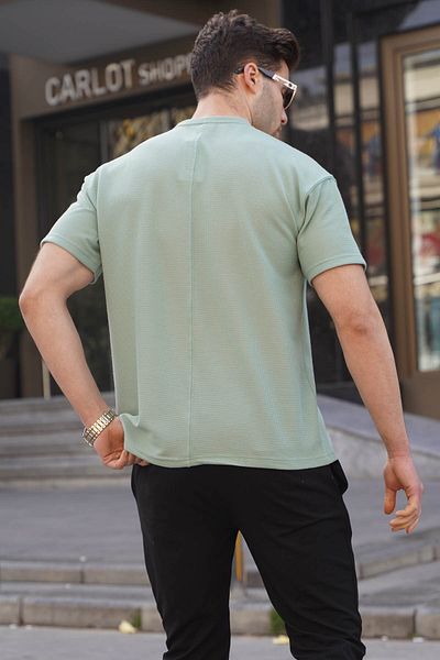 Madmext Ανδρικό μπλουζάκι Mint Green Regular Fit Basic 6099