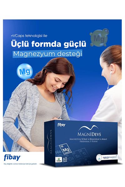 Fibay Magnidevs 60 Capsules Triple Form (Food Supplement Containing Citrate, Biglisinate, Malate, Vitamin B6)